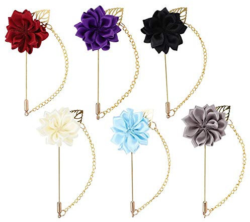 Boutonnière à la main pour hommes, épingle à boutonnière pour costume de marié, fleur avec chaîne à suspendre épinglette/broche