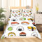 Loussiesd Sushi Muster Bettbezug Set Japanischer Stil Bettwäsche Set 135x200cm für Kinder Jungen Mädchen Teenager Essen Thema Betten Set Niedlicher Cartoon Japanisches Sushi Raumdekor