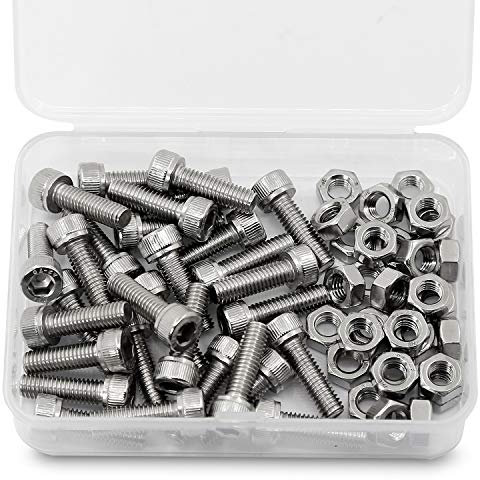 M6 x 10mm Kit di Viti Bulloni a Brugola e Dadi in Acciaio Inox 304,Vite a testa cilindrica con esagono incassato (Bullone 40 pz, Dadi 40 pz)