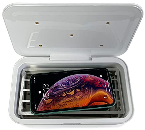 Lumily® Cargador inalámbrico de desinfectante para teléfono UV | Probado en Reino Unido | Esterilización LED UVC | Libre de mercurio | Mata bacterias y virus | Cargador QI para teléfono | Blanco