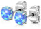 beyoutifulthings Damen 1 Paar Ohringe Runder Opal-Design Stein 5mm Ohr-ringe Ohr-stecker Chirurgenstahl Silber Opal-Blau