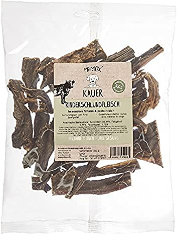 PRIMOX Rinderschlundfleisch 250g I 100% natürliches, proteinreiches & fettarmes Kauvergnügen für Hunde I Unterstützt Zahngesundheit & Kaumuskulatur
