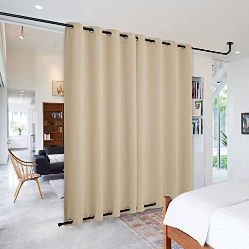 PONY DANCE 2er Set Outdoor Gardinen Wetterfest Balkon Vorhang Sichtschutz Outdoorvorhang Wasserdicht Pavillon & Terrasse Vorhänge mit Ösen (Oben & Unten), H 243 x B 132 cm, Bisccoti Beige