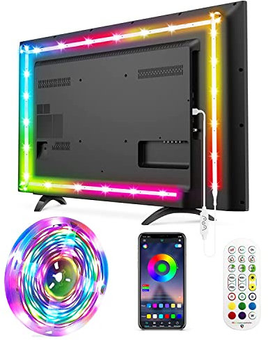 Daymeet TV Led Lights, 4M RGB Color Changing Strips for 32-75in TV Backlight, Sync With Music Bluetooth APP Control, Dreamcolor USB Strip Lights for Bedroom