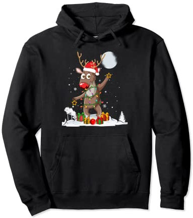 XMas Schnee Lichterkette Weihnachtsmütze Rentier Pullover Hoodie