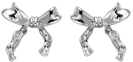 LCDIUDIU Ohrringe Damen,Glänzende Schleife Hypoallergen Ohrstecker Ohrringe Exquisiter Schmuck Für Frauen Dame Mädchen (Silber)