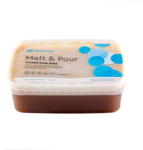 Mystic Moments | Stephensons afrikanische schwarze Seifenbasis | 1Kg | Sheabutter und Kokosöl ergeben eine opake Basis mit cremigem Schaum.