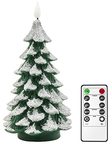 Albero di Natale a forma di candele a LED, PChero 1 pezzi a batteria Xmas Candele di cera reale senza fiamma tremolante per la casa Festival Camino Decorazione di Natale - Bianco caldo