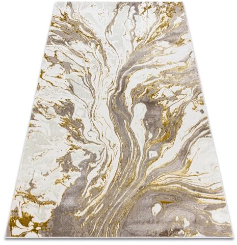 rugsx Bliss Teppich Gold/Creme - für Wohnzimmer, Zimmer, Flur Abstraktion, modern, strukturell 80x150 cm