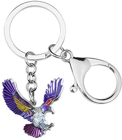 DALANE Emaille Legierung Adler Schlüsselanhänger Falke Auto Tasche Schlüsselring Vögel Charms Schmuck Geschenke für Damen Mädchen Kinder (Lila)