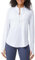 G4Free Long Sleeve Sports T-Shirt Women UPF 50+ Sun Half Zip Shirts Lightweight Quick Dry Workout Tops Running Hiking Breathable Activewear with Thumb Holes White