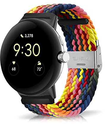 Niboow Tressée Bracelet pour Google Pixel Watch 4/3/2/1 41mm, Hommes Femmes Nylon Bracelet pour 4/3/2/1 41mm - Coloré