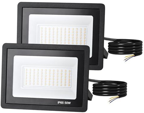 FUPE LED Strahler Außen 50W,LED scheinwerfer 2 Stück 4500K,flutlicht LED Außen IP65 Wasserfest, Aussenstrahler Superhell 5000LM,Außenstrahler LED außenstrahler für Hinterhof Auffahrt Garage Flurgua