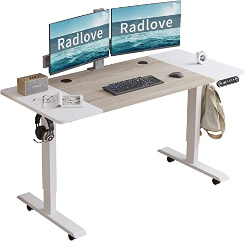 Radlove Schreibtisch Höhenverstellbar Elektrisch Stehpult,140x 60 cm Stehschreibtisch mit 4 Memory-Steuerung mit Tischplatte 2-Fach-Teleskop Stehschreibtisch, Spleißbrett