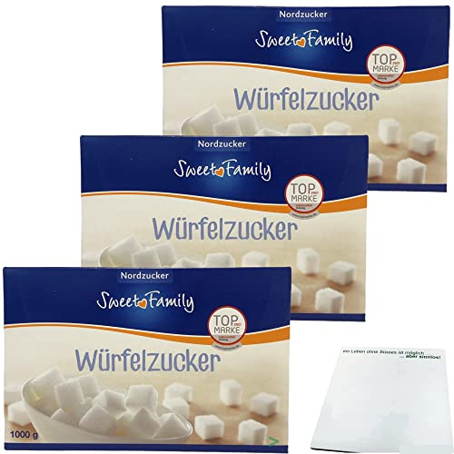 Nordzucker Sweet Family Würfelzucker 3er Pack (3x1kg) + usy Block