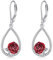 POPLYKE Rote Rose Blume Teardrop Tropfen Ohrringe Sterling Silber Leverback Ohrringe Geburtstag Geschenk für Frauen