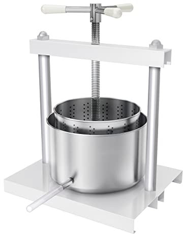 HENGMEI 5L Obstpresse Weinpresse Edelstahl Manuell Fruchtpresse Saftpresse Maischepresse Entsafter Obstmühle Apfelpresse mit Auslaufrohr