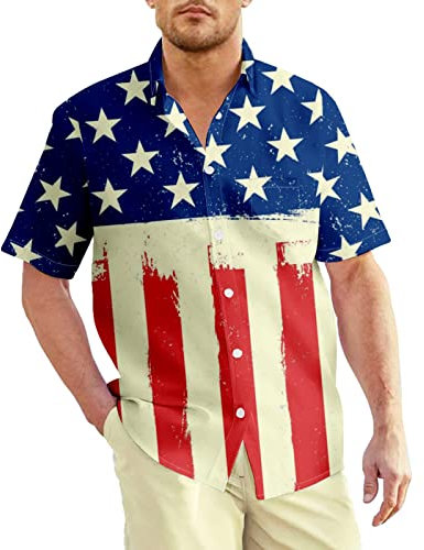 acsefire Unisex American Independence Day Hemd USA Flagge Hemden Stolz Hemd Kurzarm personalisierte Grafik Hemd
