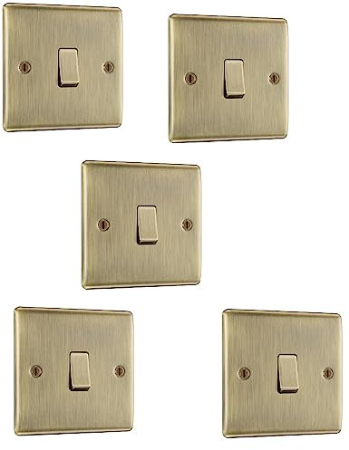 BG Electrical nab12 Single Light Switch, Antique Brass, 2-Way, 10AX - 5 Pack