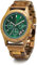 Zeitholz Holzuhr Herren, für Herren, Armbanduhr, Chronograph, Neue Bergen, Analog, 42mm, 100% Naturholz mit Japanischem Quarzwerk. (Emerald)