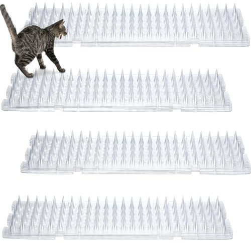 Nuanchu 12 Pieces Cat Deterrent Mat Cat Repellent Mat with Spikes Keep Dogs Off Counter Anti Pet for Outdoor Indoor Plants Garden Sofa Window(16.5 x 3.3 Inch,Clear)