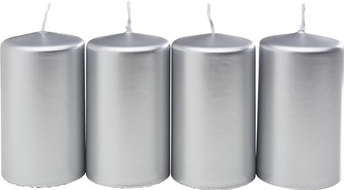 Stumpenkerze Metallic, Ø 6 x 10 cm Silber