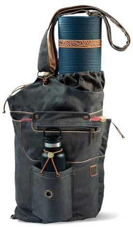 WRASCO Yogamatten-Tasche für Damen und Herren, große Canvas-Yogatasche und Tragetasche für alle Ihre Sachen, Yoga-Rucksack, Yogamatten-Tragetasche, Yoga-Geschenk für Frauen (Grau 2.0)