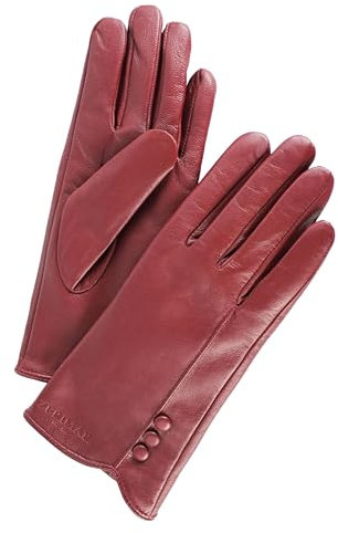 Zerimar Damen-Lederhandschuhe | Warme Lederhandschuhe | Lederhandschuhe für Damen | Echte Lederhandschuhe | Lederhandschuhe | Farbe Bordeaux | Größe 8