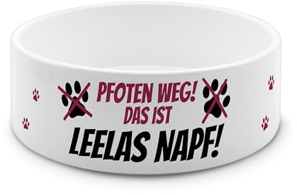 PrintPlanet® - Futternapf mit Name oder Text personalisiert - Für Katzen und kleine Hunde - Napf Hundenapf Katzennapf selbst gestalten - Layout 08