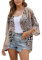 Womens Chic Animal Print Sommer leichte Strickjacke vorne offen Strand Cover up Sheer Jacke M