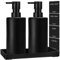 GMISUN Seifenspender Schwarz, 350ml Seifenspender Glas Set, Modern Spülmittelspender Küche, Soap Dispenser Set mit Tablett und wasserdichte Etiketten, Handseifenspender