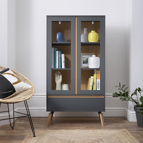 Noa and Nani Otto Display Cabinet Dresser in Grey and Natural Pine