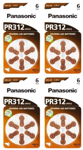 Panasonic Hörgeraete Batterie Zink-Luft Zelle PR312 0% Mercury/Hg Braun 6 St - Batterie - 170 mAh, PR-312
