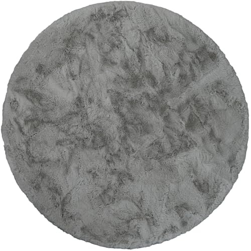 Consilio Concept Cloud Fellteppich 120x120 grau Teppich Supersoft 39 mm Höhe Soft weich Hasenfell Imitat beige braun Wohnzimmerteppich Kinderzimmerteppich Küchenteppich Flurteppich