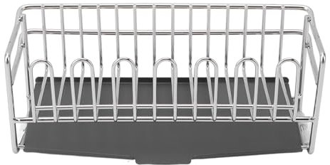 Fockety Porte-éponge D'évier en Acier Inoxydable, Plateau Auto-drainant avec Coussinets Antidérapants, Organisateur D'évier de Cuisine avec Bac D'égouttage, Support D'évier en Acier