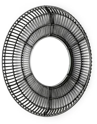 ESPEJO 70X8X70 CRISTAL/MIMBRE NEGRO