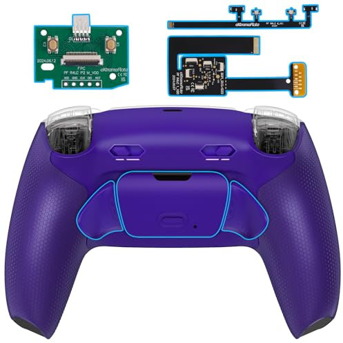eXtremeRate RISE Plus MAX Remap Kit con Clicky Kit para ps5 Control Modelo BDM-010 020 Tope Gatillos & Goma Grip Carcasa Trasera & Botones Posteriores Remapeables para ps5-SIN Mando(Galactic Purple)