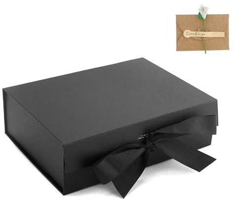Scatola regalo pieghevole con coperchio a flip, confezione regalo con fiocco con 1 biglietto di benedizione, grande con coperchio e nastro per regali, matrimoni, feste, compleanni