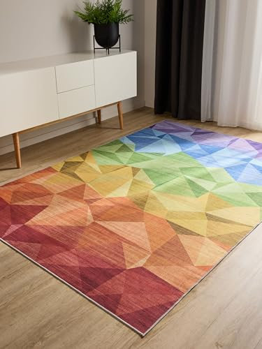 benuta Basic Waschbarer Teppich George - Multicolor 140x200 cm - Kunstfaser - Rechteckig & im Style: Abstrakt - Pflegeleicht für Wohnzimmer Schlafzimmer