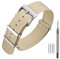 ANNEFIT Nylon Uhrenarmbänder 20mm mit Edelstahl Metall Schließe, Sport Atmungsaktive Ersatzarmband (Beige)