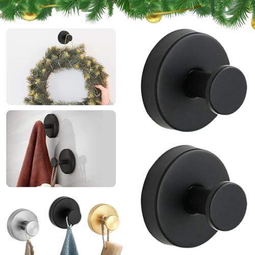 Lot de 2 crochets en acier inoxydable pour serviette de salle de bain, en acier inoxydable, étanches, ventouses avec crochets, crochet à ventouse amélioré pour suspendre les serviettes de salle de