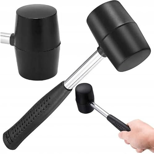 DomoDomo - Rückschlagfreier Gummihammer 60 mm – Perfekt für Pflasterarbeiten, Fliesenlegen und präzises Arbeiten, ergonomischer Griff