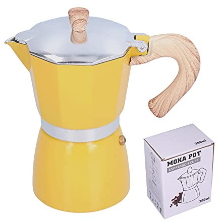 Baxnore Cafetière à cuisinière de 300 ml, cafetière en alliage en aluminium, bouilloire à café confortable, cafetière léger pour la maison de cuisine (Jaune)