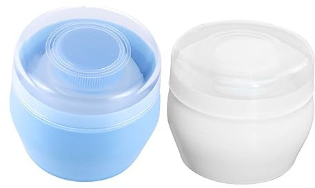 OFFIGAM Puderquaste 2 Stück Kunststoff Puderquastenbehälter Mit Flauschiger Quaste Sicher Und Praktisch Für Babypflege Weiches Berührungsgefühl Geschenk Für Frischgebackene Mütter