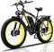 Dual Motor Electric Bike Road Legal 250W,Electric Mountain Bike,26x4 Fat Tyre Ebikes,48V 23AH Removable Battery 60Miles Range,Front Suspension&Hydraulic Brakes,LCD Display Ebike(Yellow23AH)