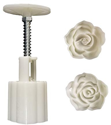 KAHDGSS Mooncake Form 50 g Rose Blume Stempel Kuchen Keksform Ausstecher Handdruck Lebensmittelqualität Backzubehör Mitte Herbst Festival Küche Gadget