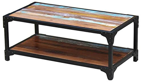 Eleganz Couchtisch Massivholz Altholz mit Stahlrahmen - Wohnzimmer Tisch aus nachhaltigem Material, robust & langlebig für Moderne Innenräume