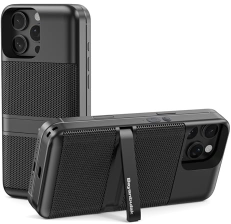 Bayanbulak MagTune Max Bluetooth Speaker for iPhone 16 Pro Max, MagSafe Compatible Magnetic Wireless Speaker with Kickstand, Dual Drivers, 12H Playtime, IPX5 Waterproof, Slim Portable Audio (Black)