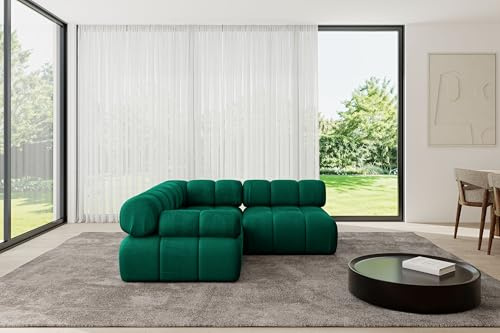 ALTDECOR Modulares Sofa Ecksofa in L-Form Corner modular Sofa Eckcouch Couch Wohnlandschaft Cauchsofa Polstersofa Mende-L1-190x190x70 cm Dunkelgrün