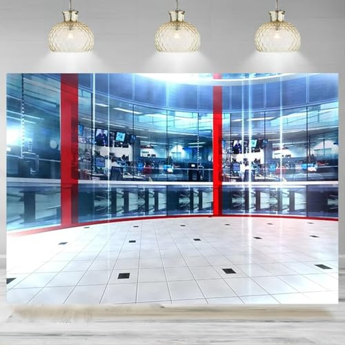 Nachrichtensprecher-Hintergrund für die Nachrichtenhalle, Nachrichtenraum, Studio, TV-Nachrichtensprecher-Programm, Live-Stream, fotografischer Hintergrund, Banner 300x200cm